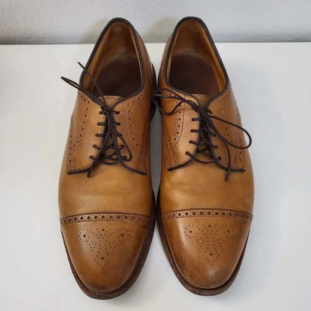 ALLEN EDMONDS Colton Dress Shoes Men 11 Brown Tan Leather Captoe Brogue Oxford